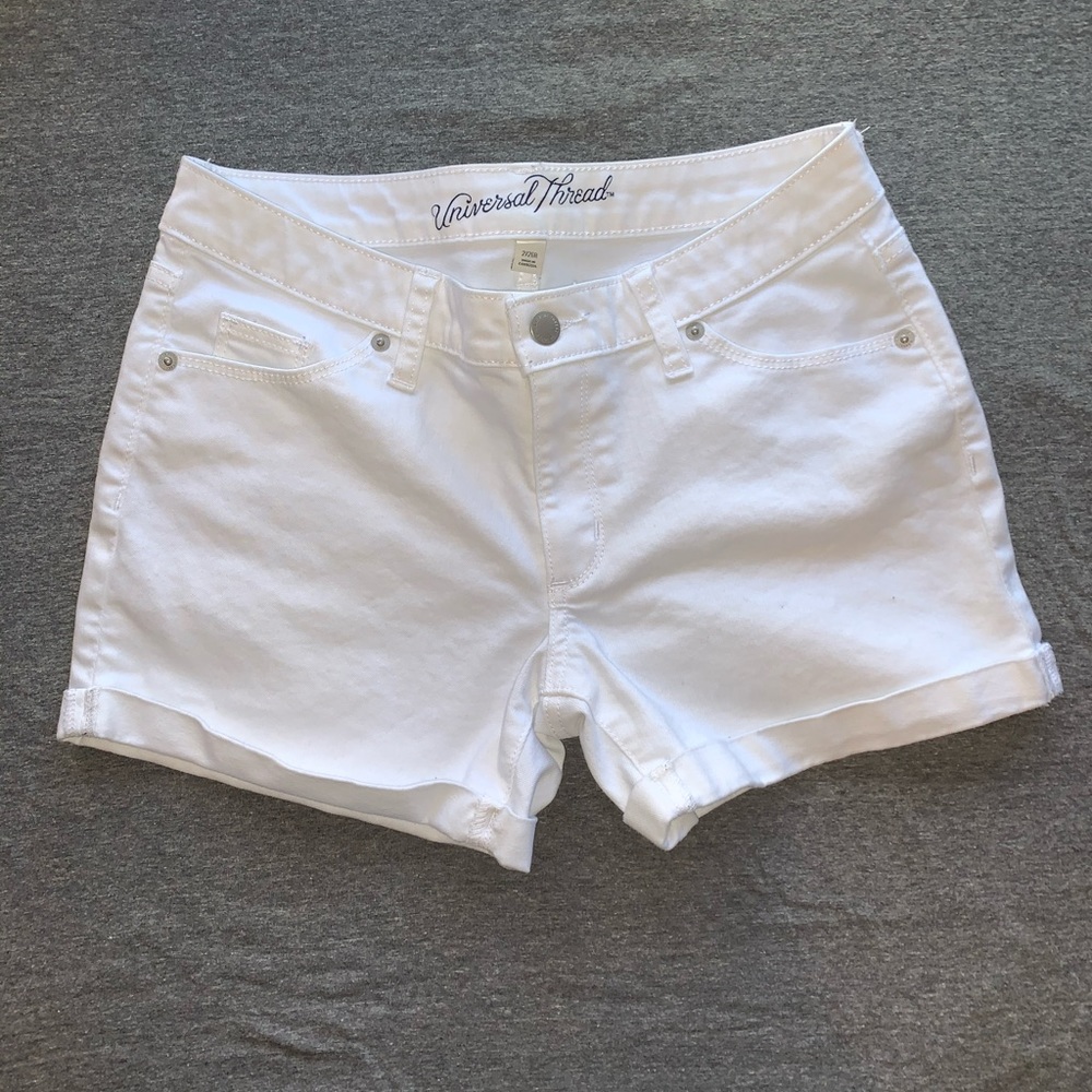 White Mid Rise Universal Thread Shorts